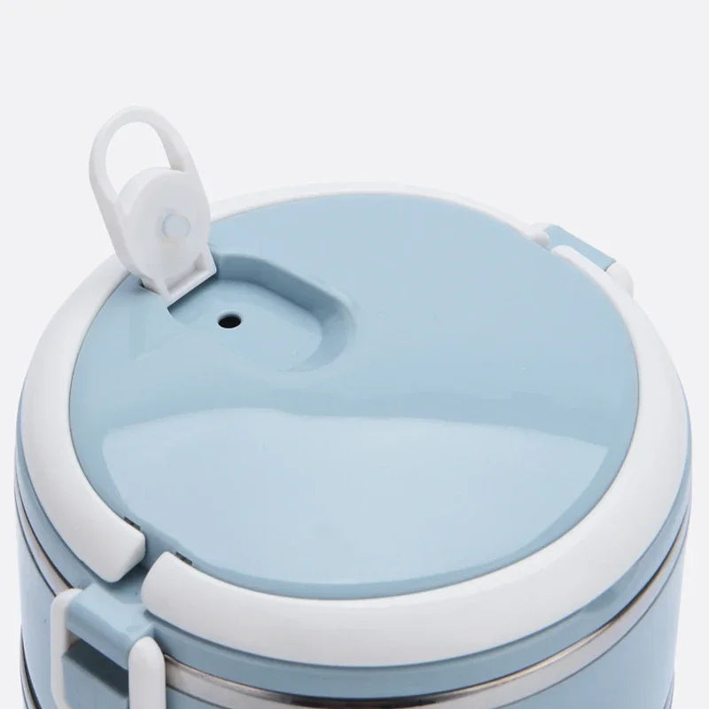 Multi-layer Thermal Lunch Box Stackable Round Metal Stainless Steel container