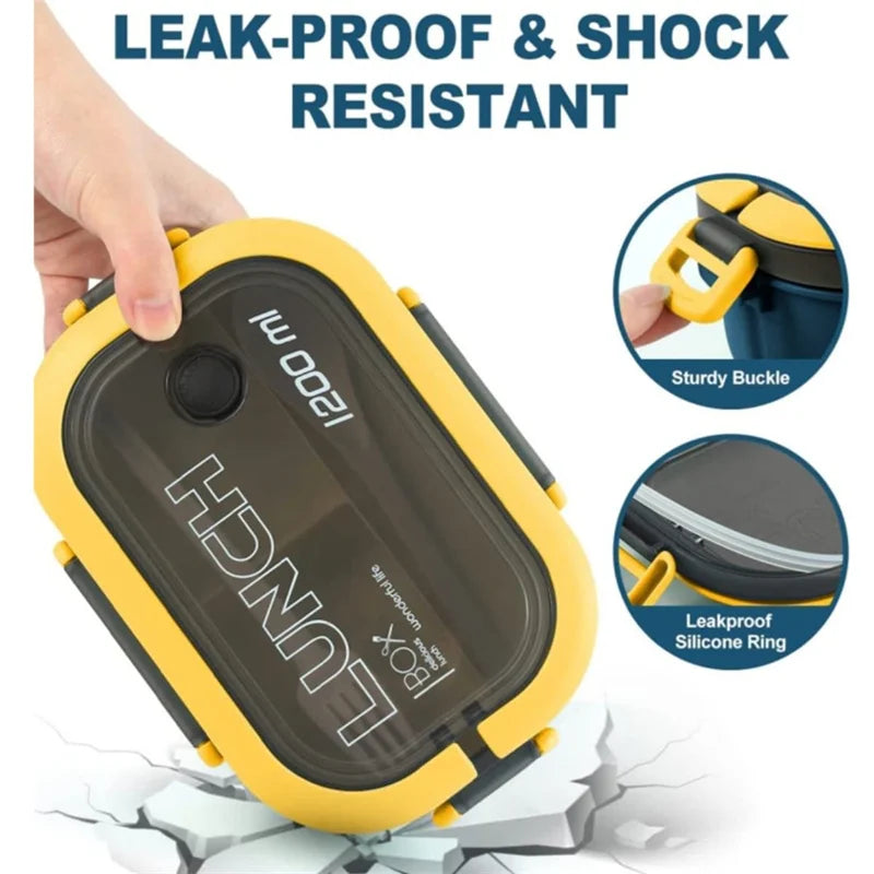 Best selling!! 2-Layer Bento Lunch Box with Fork & Spoon Set | Leakproof High-Capacity Food Storage