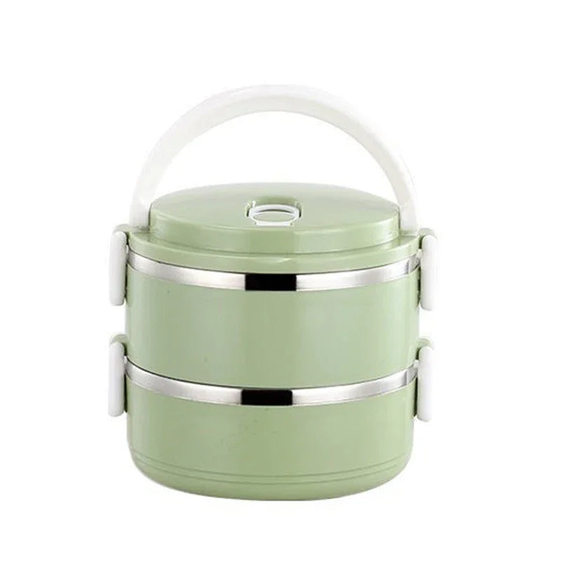 Multi-layer Thermal Lunch Box Stackable Round Metal Stainless Steel container