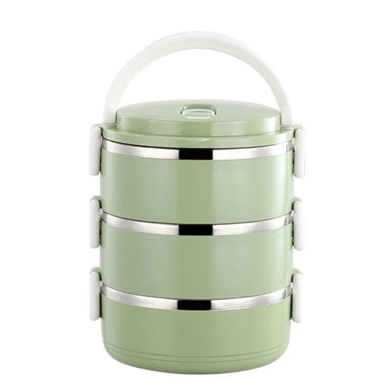 Multi-layer Thermal Lunch Box Stackable Round Metal Stainless Steel container