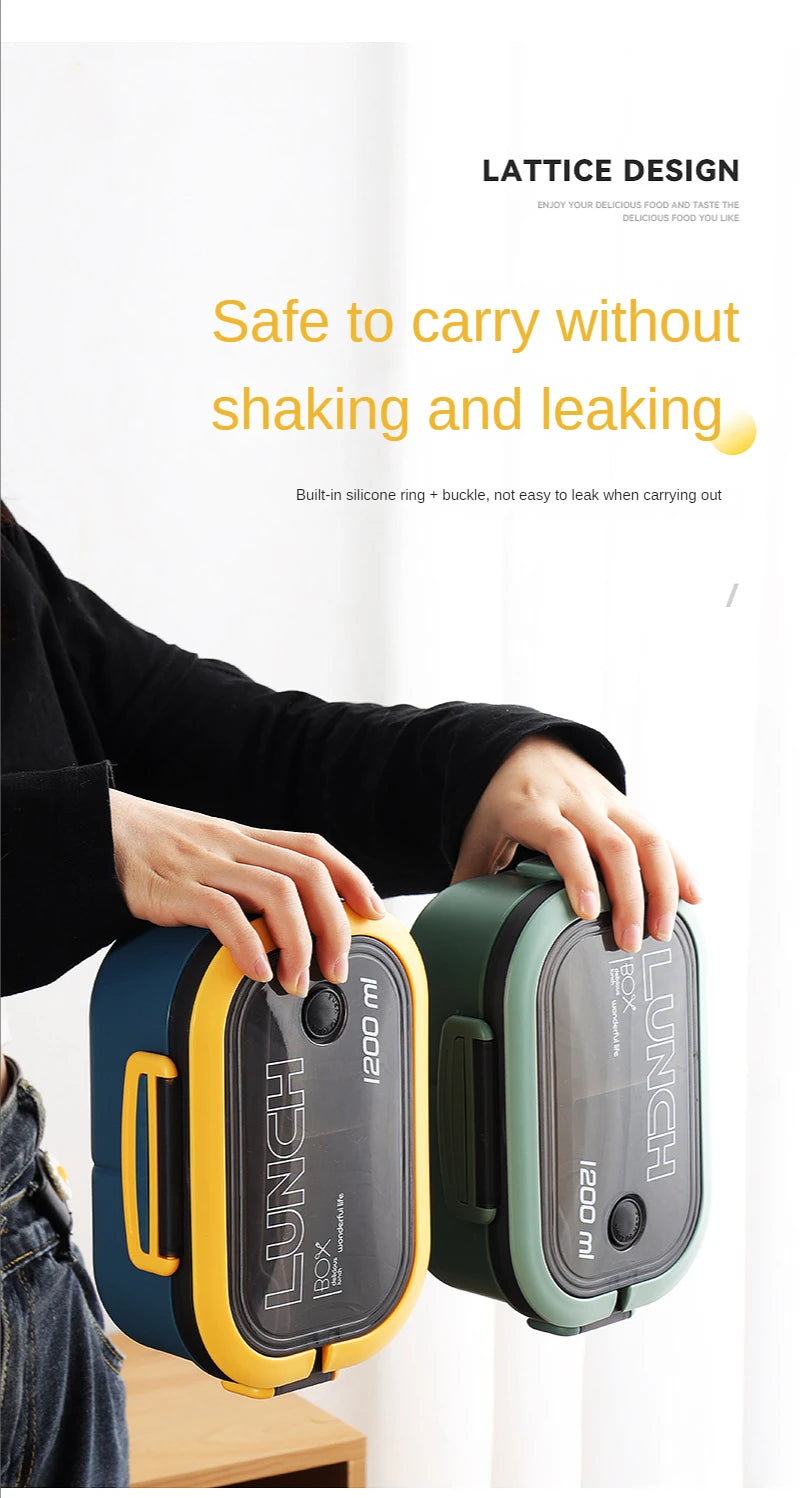 Best selling!! 2-Layer Bento Lunch Box with Fork & Spoon Set | Leakproof High-Capacity Food Storage