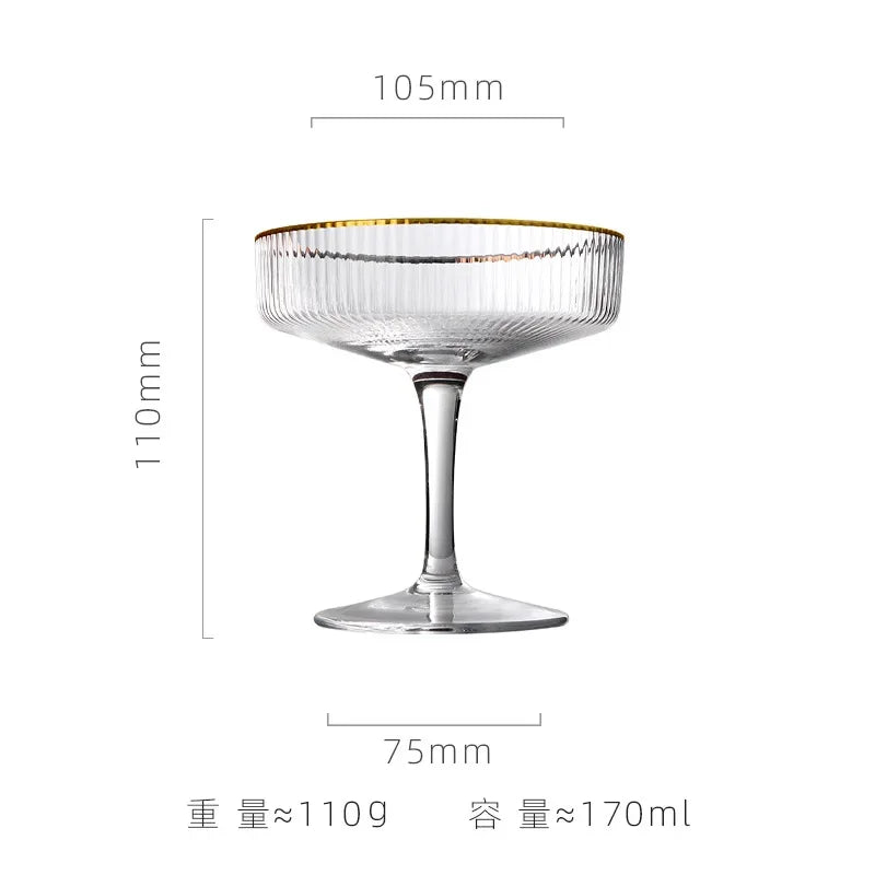 Elegant Cocktail Martini Glass with Gold Rim – Drinkware or Dessert Cup