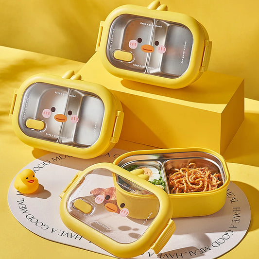 2 compartments stainless steel cute Bento box-Lunch box