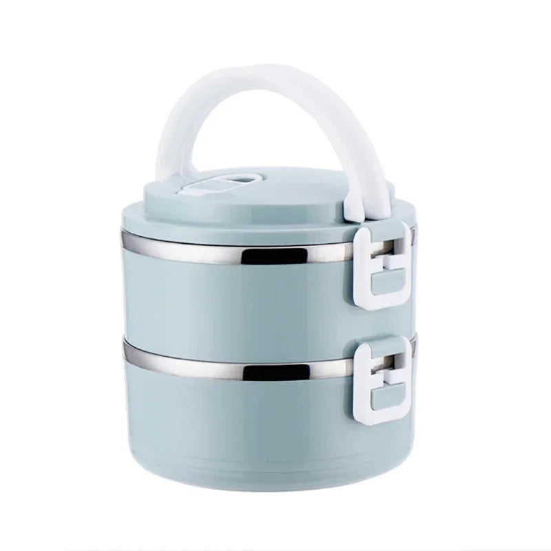 Multi-layer Thermal Lunch Box Stackable Round Metal Stainless Steel container