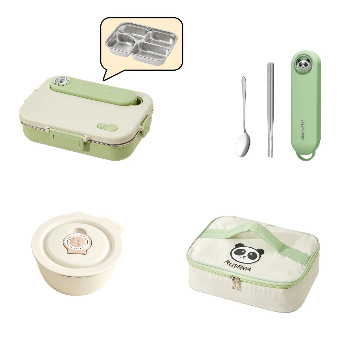 FREE SHIPPING! HOT DEAL the ultimate combo! Complete Set lunch box Includes cutlery, soup container and insulated lunch bag.