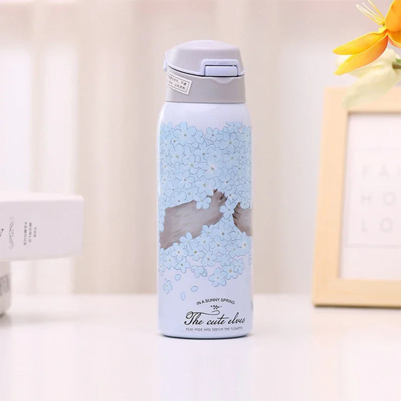 Cute printed Kids Insulated water bottle with straw