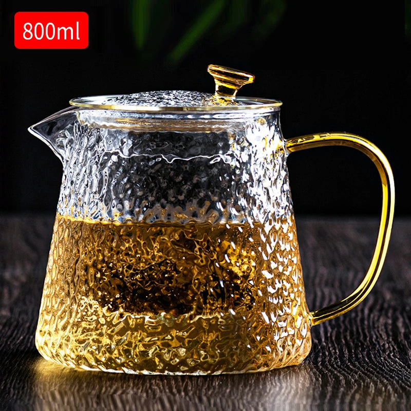 High-Quality Heat Resistant Glass Teapot β Borosilicate Glass with Colored Knob