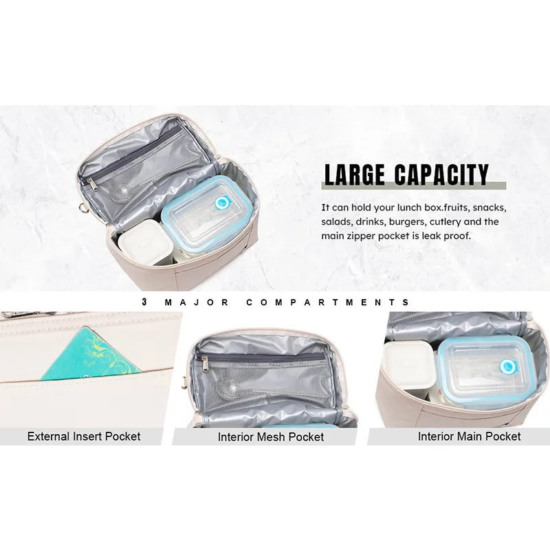 FREE SHIPPING! Insulated Lunch Bag With Shoulder Strap Portable Picnic Bag