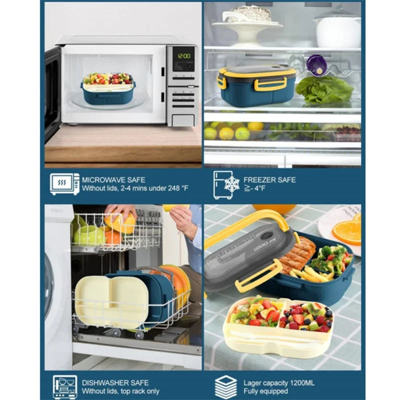 Best selling!! 2-Layer Bento Lunch Box with Fork & Spoon Set | Leakproof High-Capacity Food Storage