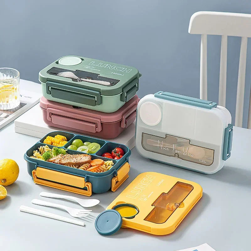 1300ML- Lunch Box with 4 Compartments β Leakproof Bento Lunchbox