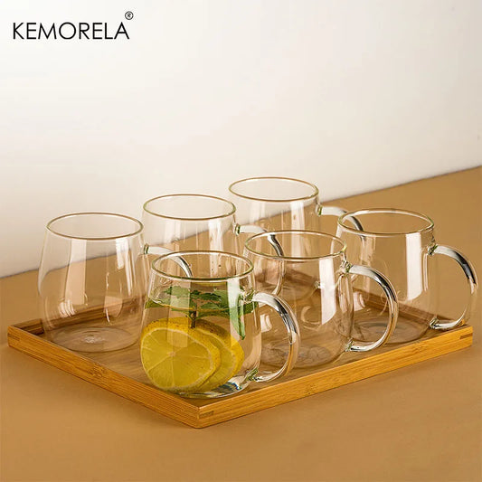 1/2/4PCS Set Glass with Handle – Transparent Glasses for Hot & Cold Beverages