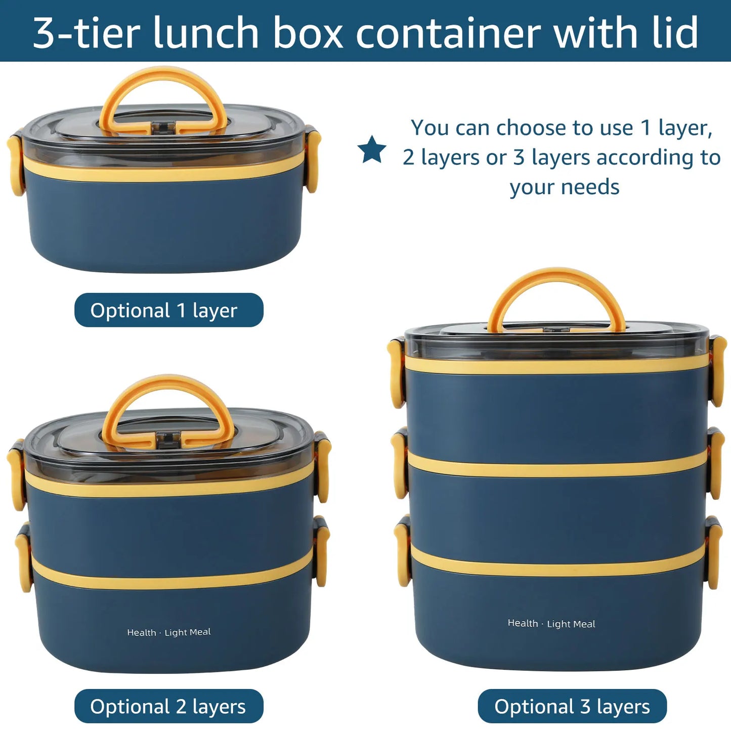 2000ML 3 Layer Portable lunch Box