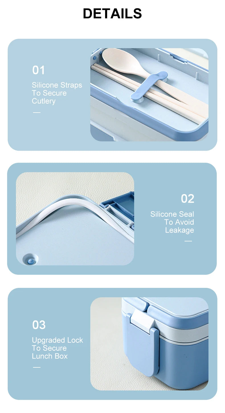 Eco-friendly Bamboo Fiber Lunch Box 3in1 Double Layer