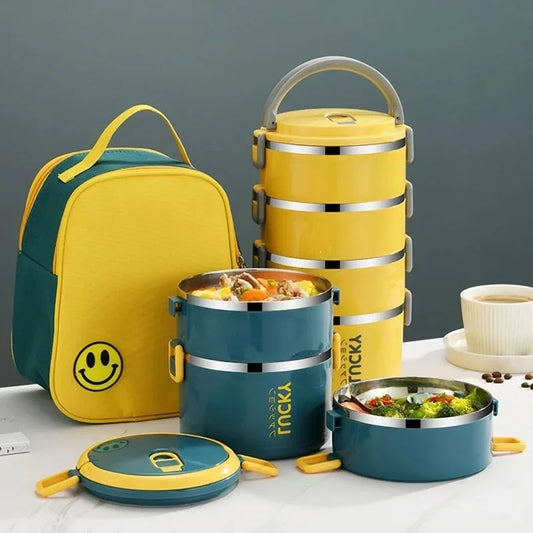 Portable Lunch Box  Bento Thermos Containers with Bag