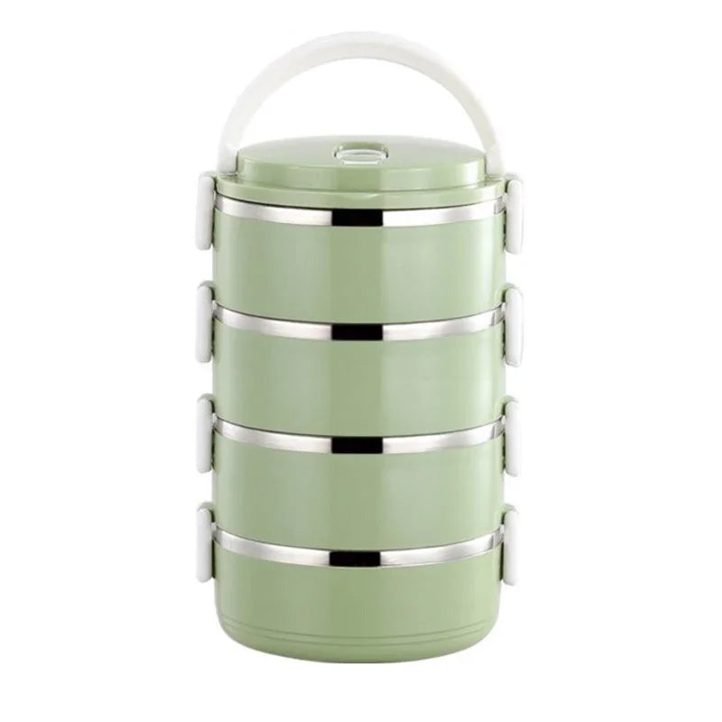 Multi-layer Thermal Lunch Box Stackable Round Metal Stainless Steel container