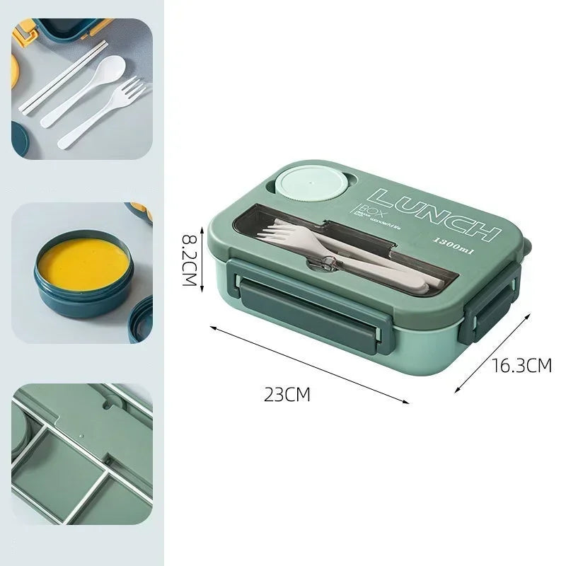 1300ML- Lunch Box with 4 Compartments β Leakproof Bento Lunchbox