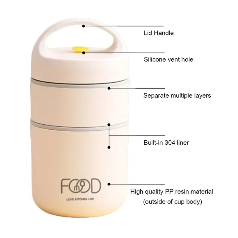 Portable Thermal Porridge Cup Insulation Lunch Box Warmer Thermos Soup Cup