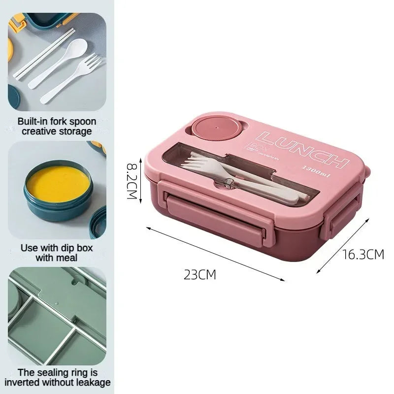 1300ML- Lunch Box with 4 Compartments β Leakproof Bento Lunchbox