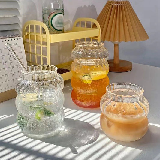 350/500/550/750ML Can-Shaped Glass Cups with Bamboo Lids & Glass Straws