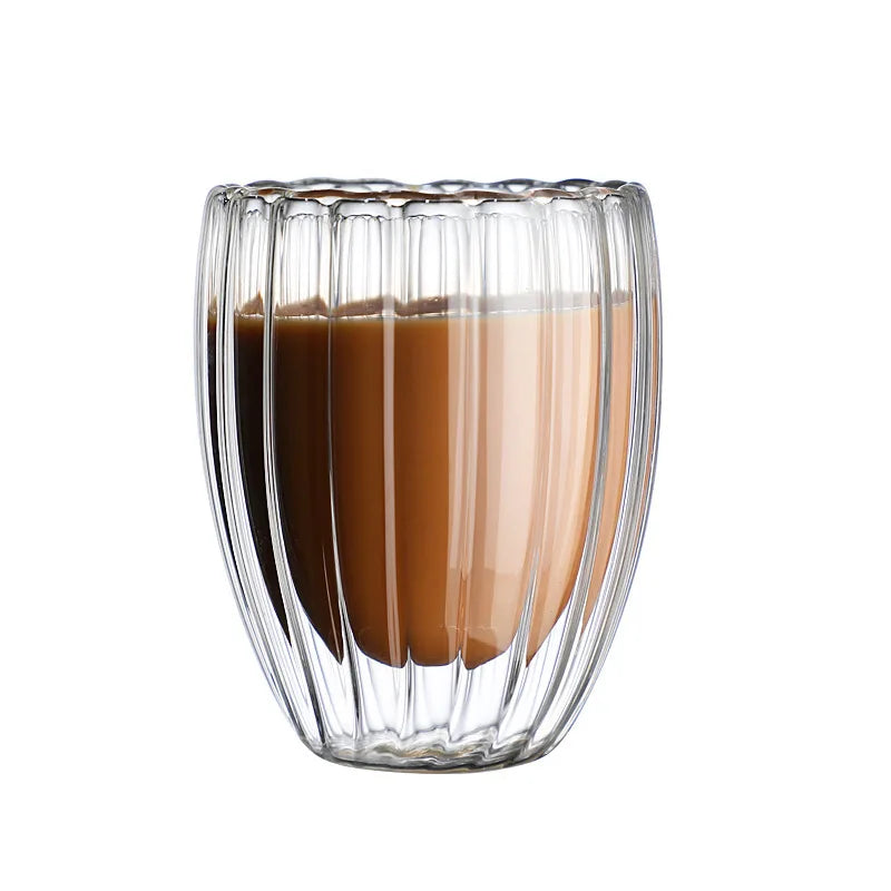 Stripe Coffee & Tea Mug β Double Wall Borosilicate Glass Cup