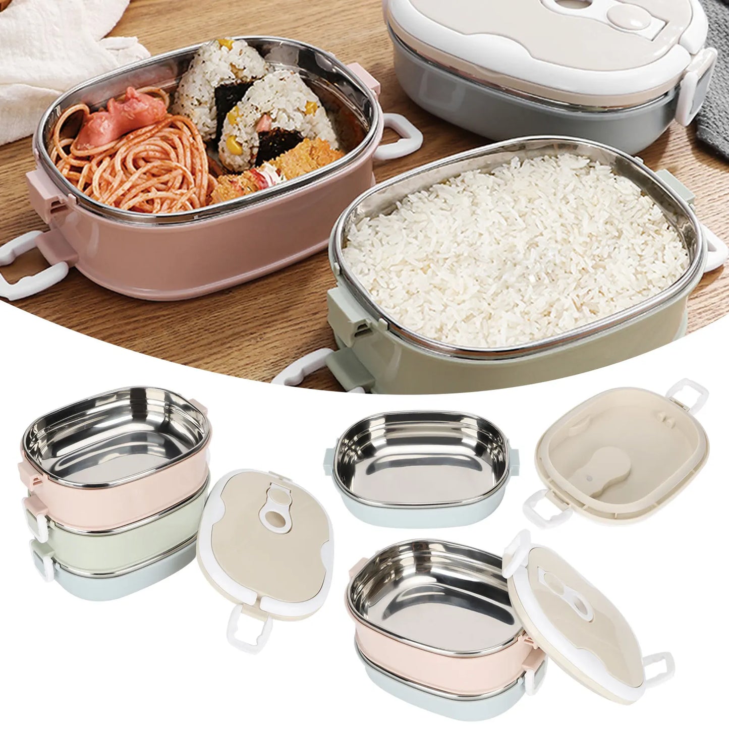 Multi-Layer Insulated Lunch Box Portable Stainless Steel