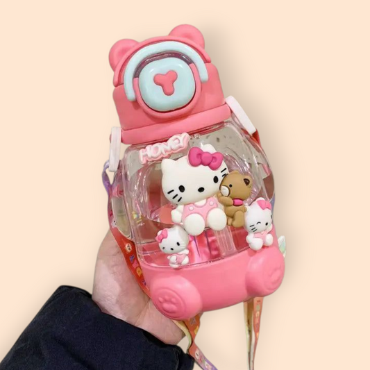 500ml Cartoon Character Water Bottle – Cute & Unique Design with Adjustable Strap