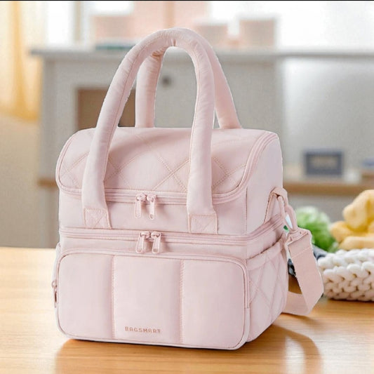 FREE SHIPPING!  Double layer Insulated Lunch Bag – Lightweight puffer exterior, Large Capacity