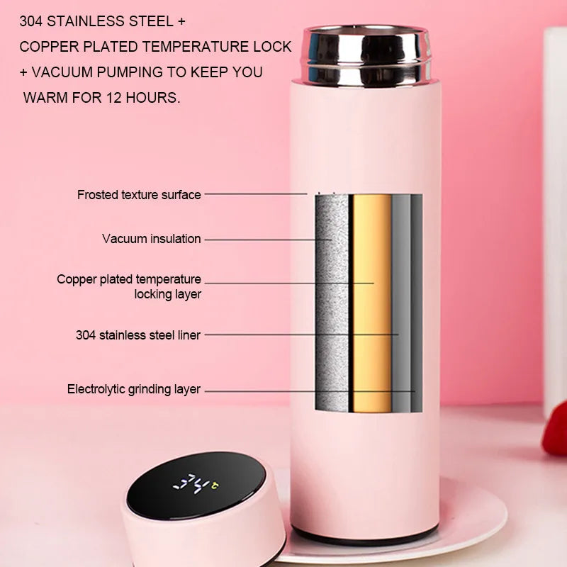 500ML Smart Insulated Water Bottle with Temperature Display