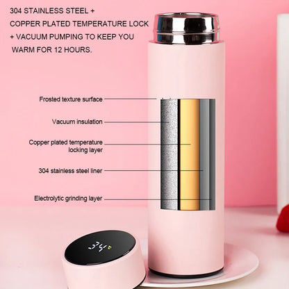 500ML Smart Insulated Water Bottle with Temperature Display