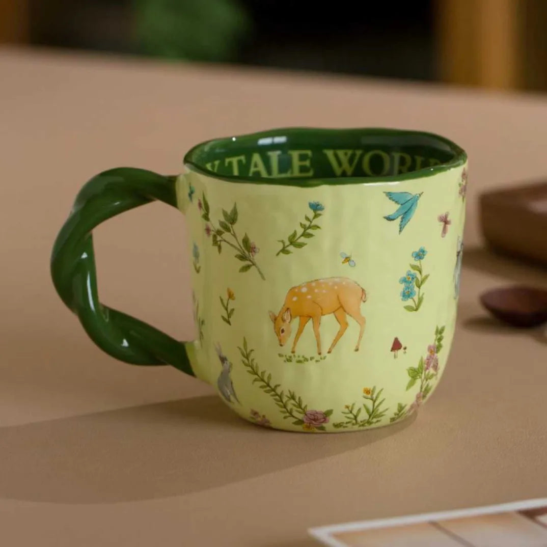 Cute Ceramic Cup with Creative Fried Dough Twist Handle