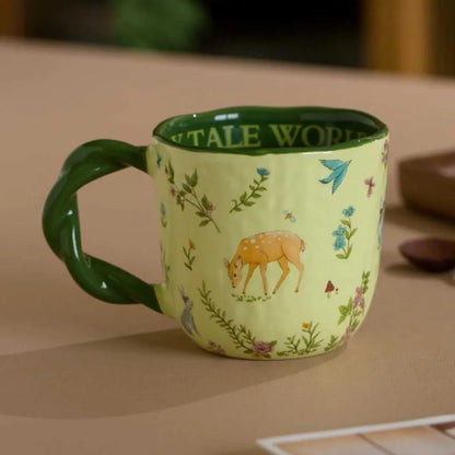 Cute Ceramic Cup with Creative Fried Dough Twist Handle