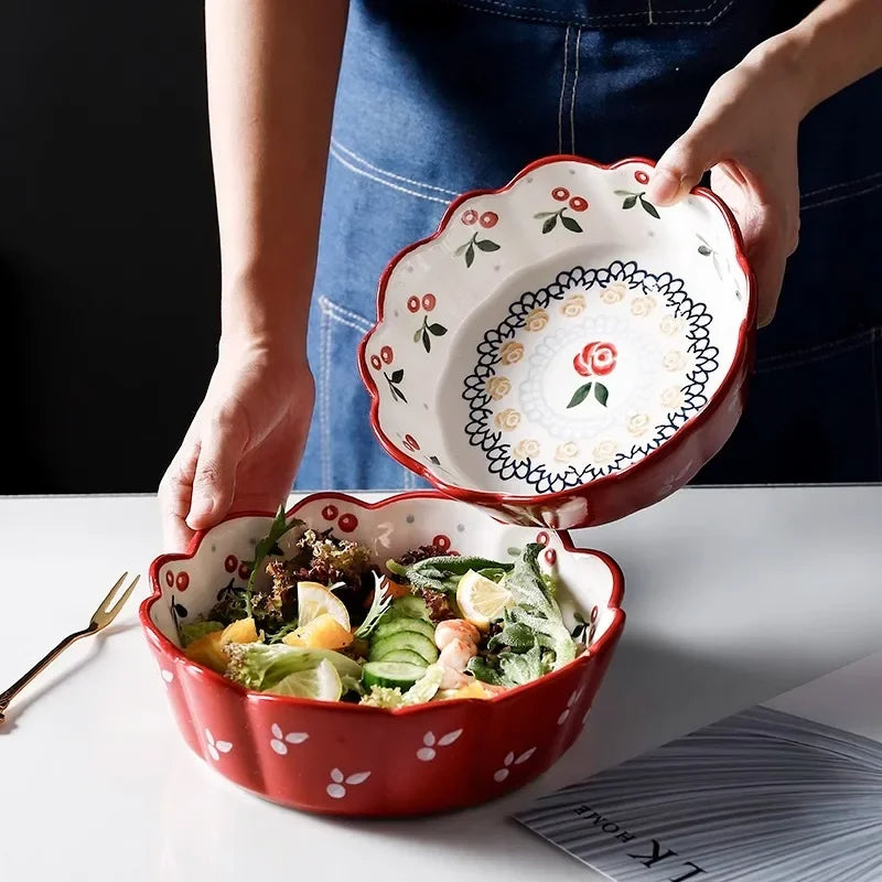Cute Cherry design Ceramic Bowl – Salad, Fruit & Dessert Bowl