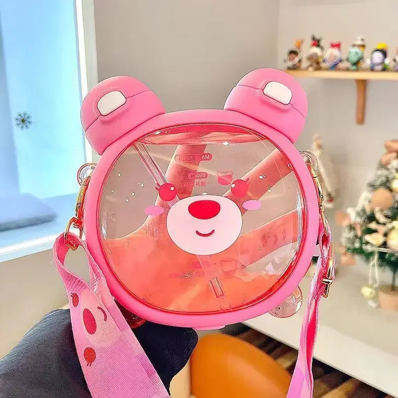 750ML Cute Water Bottle with Straw & Removable Strap