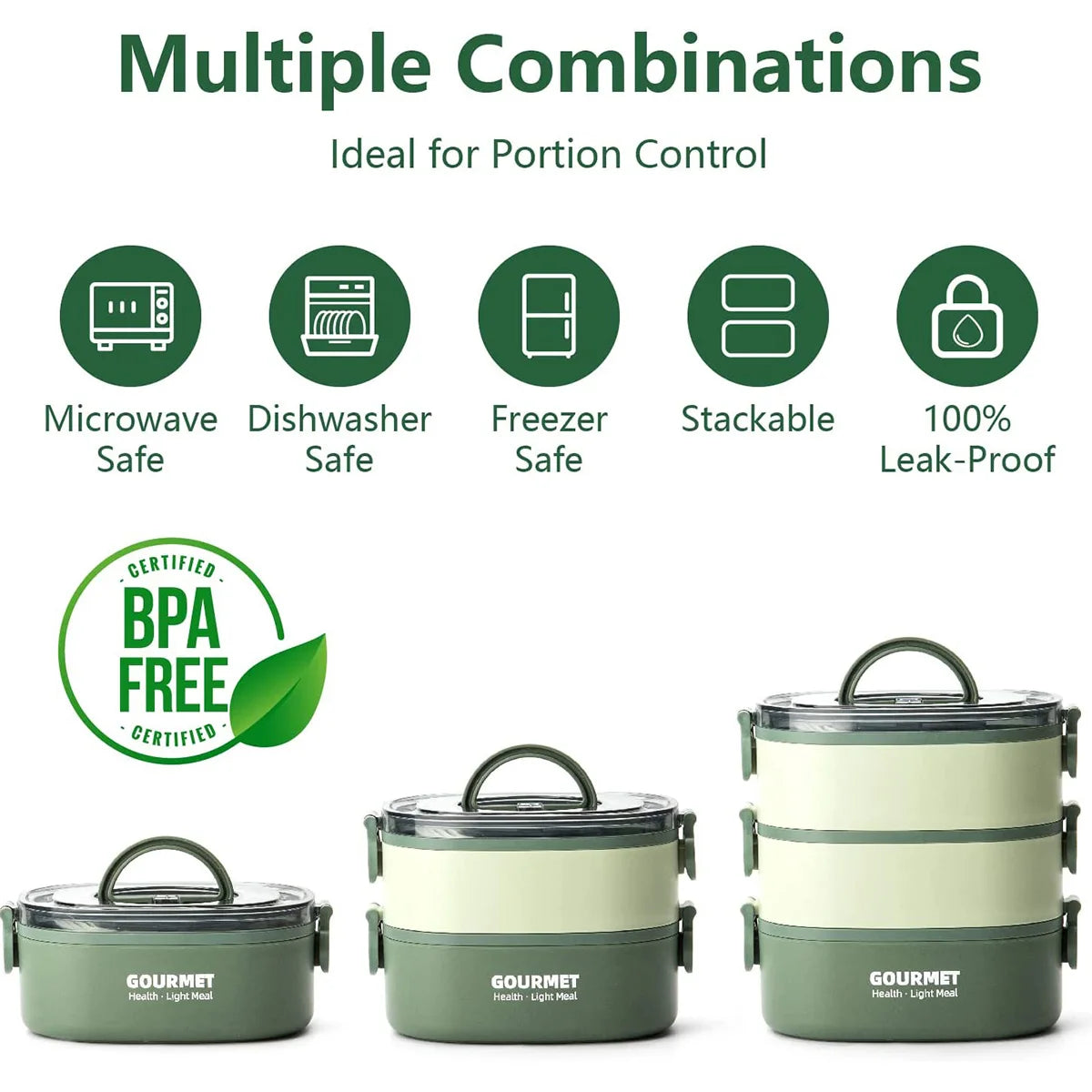 2000ML 3 Layer Portable lunch Box