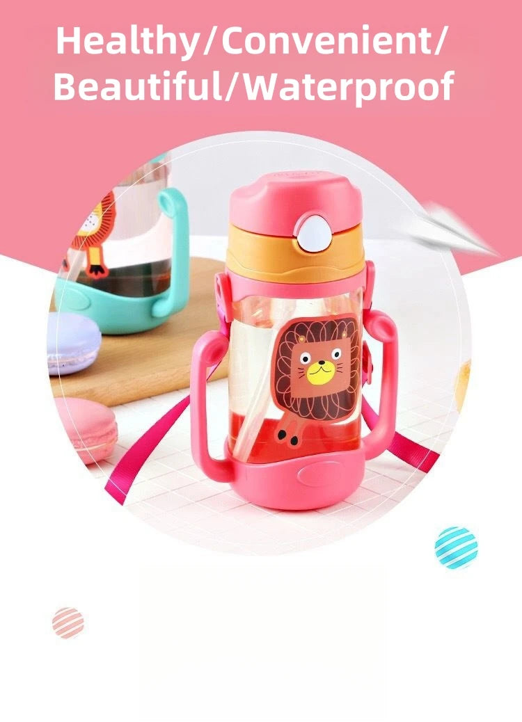 400ml Kids Water Sippy Cup – Portable Children’s Water Bottle with Straw & Handle