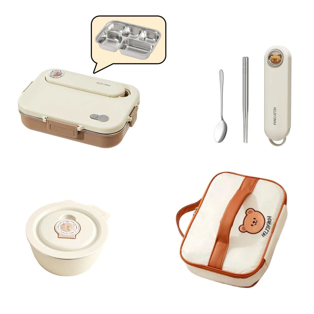 FREE SHIPPING! HOT DEAL the ultimate combo! Complete Set lunch box Includes cutlery, soup container  and insulated lunch bag.