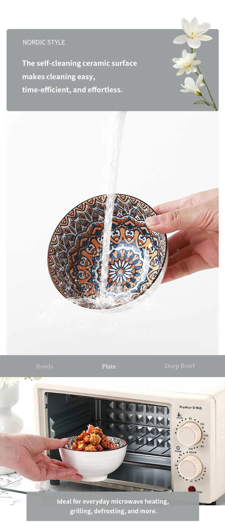 3Pcs Ceramic Bowl Set – 4.5-Inch Dessert or Soup Bowls