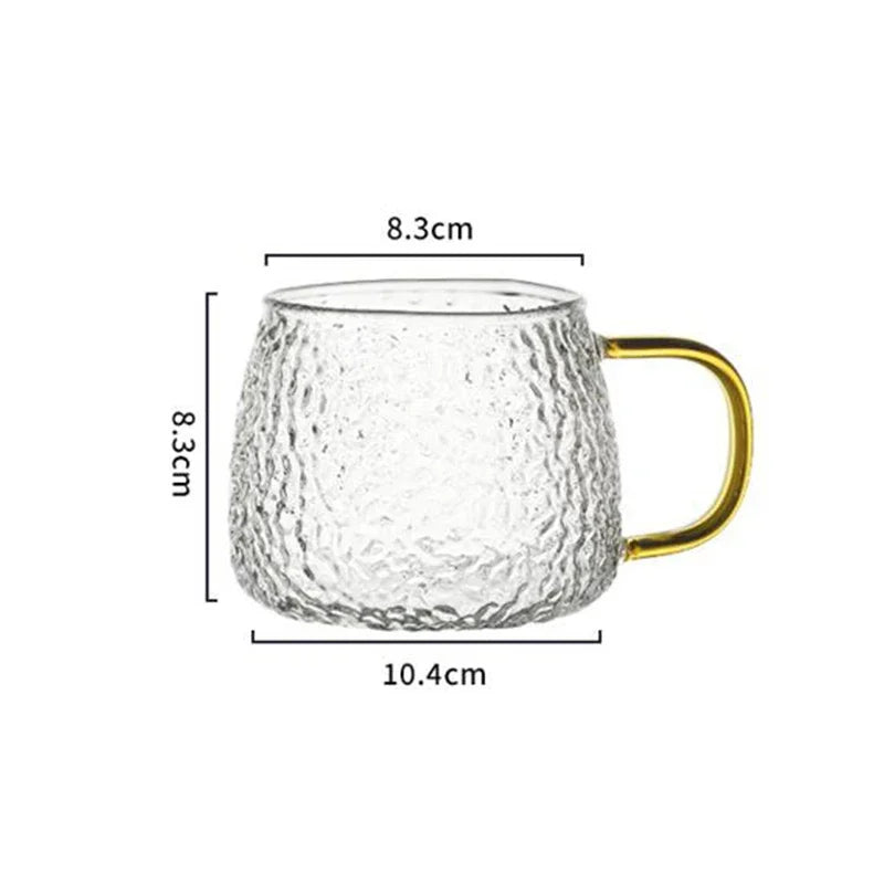 400ml Hammer Pattern Air Bubble Glass Cup – Color Handle