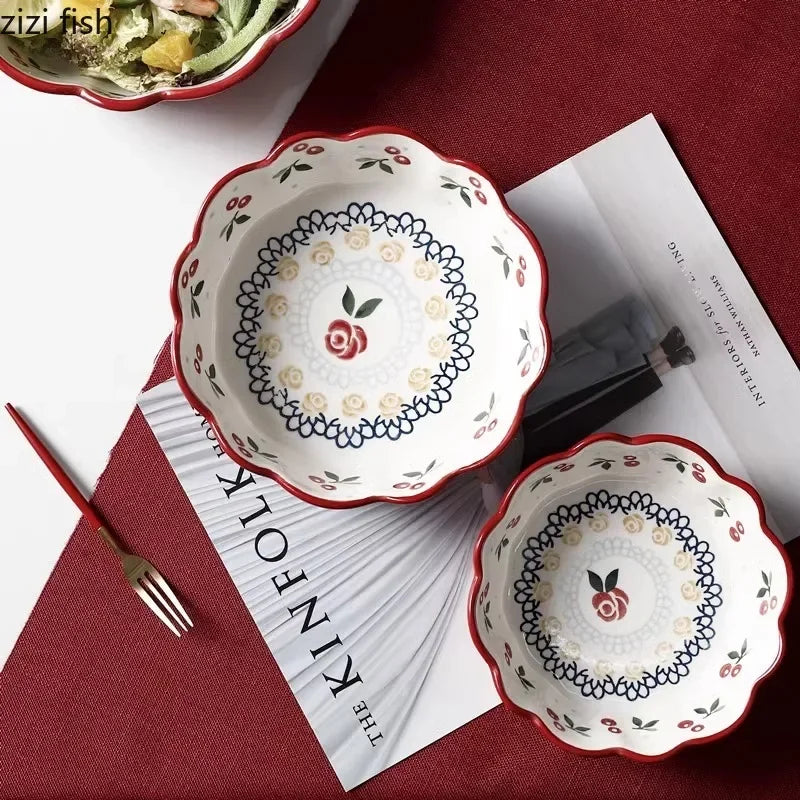 Cute Cherry design Ceramic Bowl – Salad, Fruit & Dessert Bowl