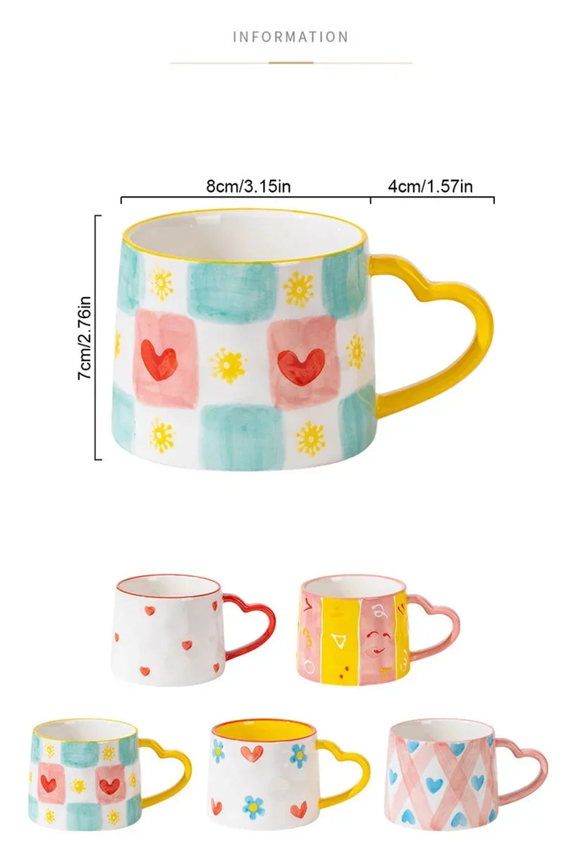 Cute Heart Shaped Ceramic Mug – 400ml