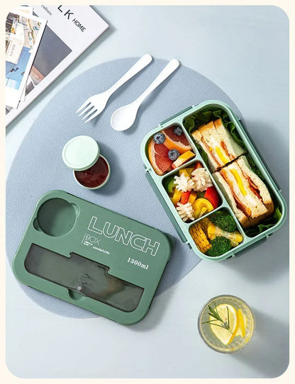 1300ML- Lunch Box with 4 Compartments – Leakproof Bento Lunchbox
