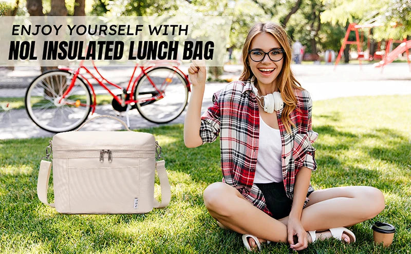 FREE SHIPPING! Insulated Lunch Bag With Shoulder Strap Portable Picnic Bag