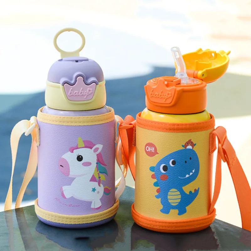 500ML Kids Thermos Bottle with Strap & Carry Bag
