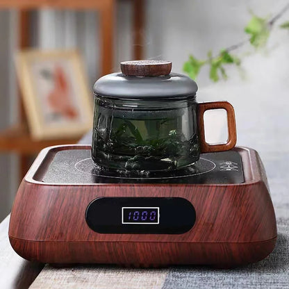 200ml Wooden Handle Glass Tea Cup with Lid & Filter – Heat-Resistant Glass Teacup with Tea Strainer