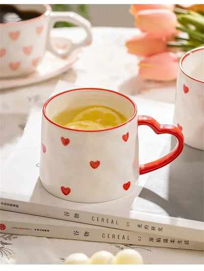 Cute Heart Shaped Ceramic Mug – 400ml