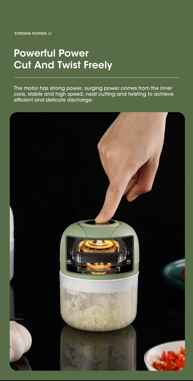 250ml Garlic Masher Crusher Electric Kitchen Food Chopper USB Portable