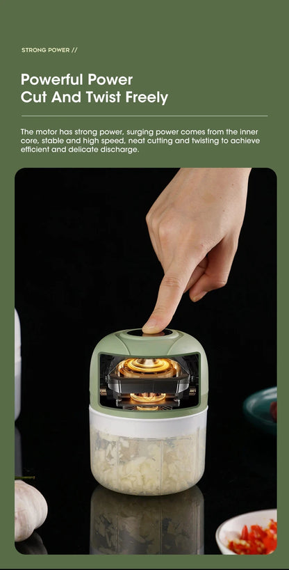 250ml Garlic Masher Crusher Electric Kitchen Food Chopper USB Portable