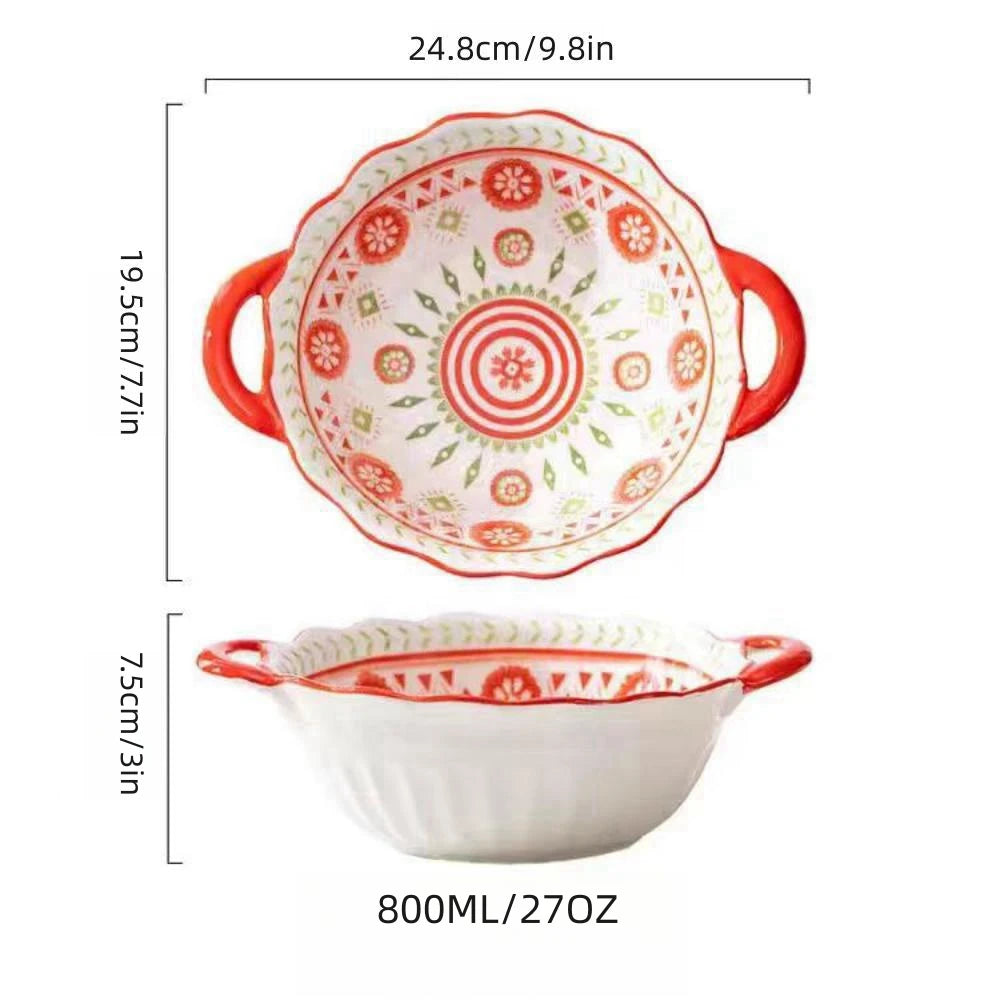 Large Capacity Ceramic Soup Bowl with Handle – 1L