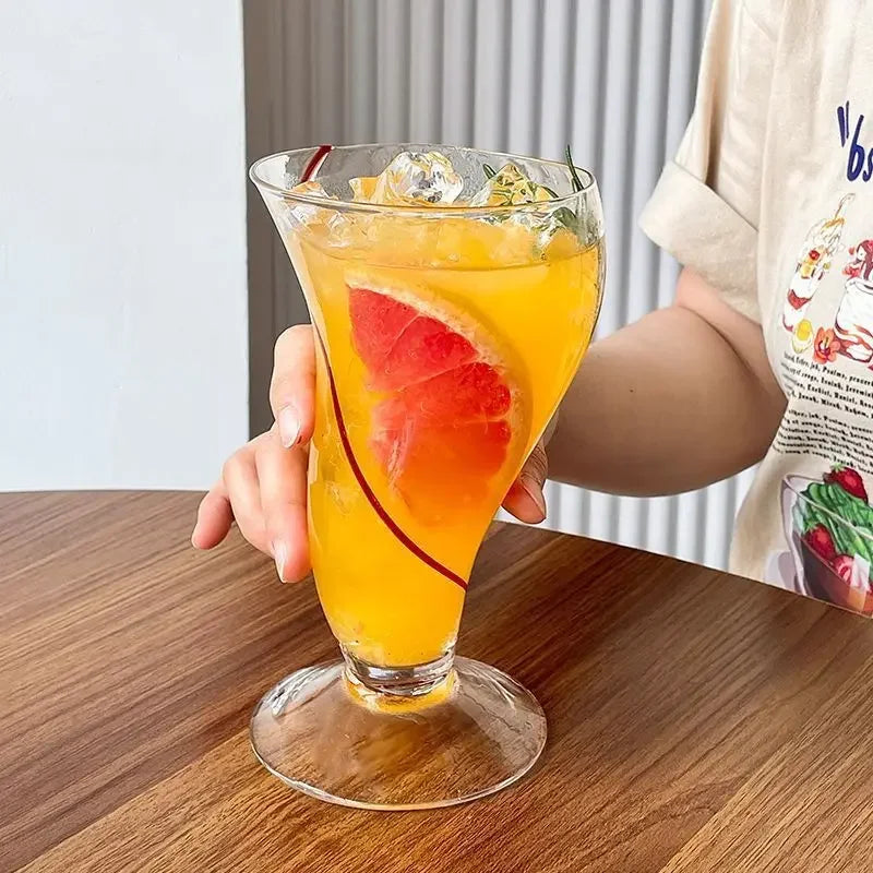 Premium Creative Design Glass Cup – 470ml Unique Drinkware