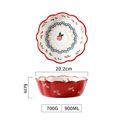 Cute Cherry design Ceramic Bowl – Salad, Fruit & Dessert Bowl
